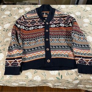 I Jeans by BUFFALO Men’s Large Cardigan  Sweater Wool Blend Button Aztec Western